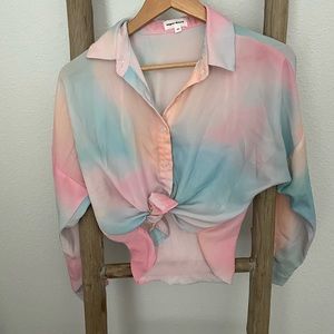 REVOLVE superdown tie dye button down XS